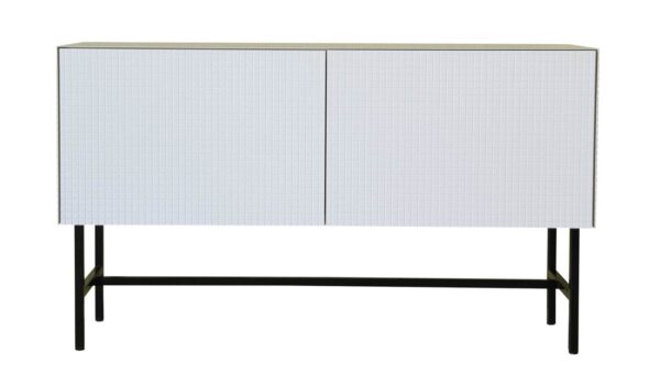 Sideboard weiß lackiert. Moderne Kommode im Mosaik / Fliesen Design.