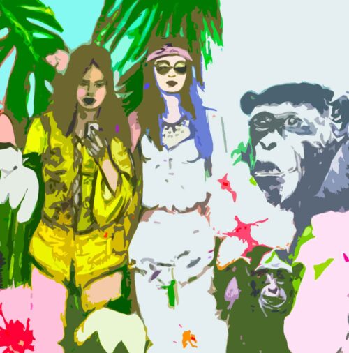 Modernes Wohnzimmer Bild. Kunstdruck. Leinwandbild mit Coachella Hippie Mädchen.