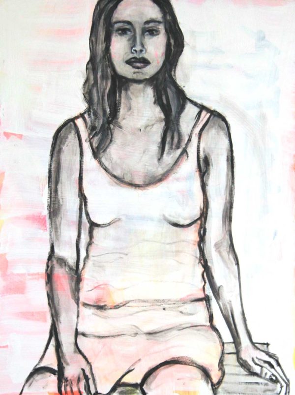 Hand gemaltes Bild. Acrylbild mit Frau. Modernes Gemälde.